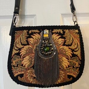 Sharif Leather and Tapestry Purse